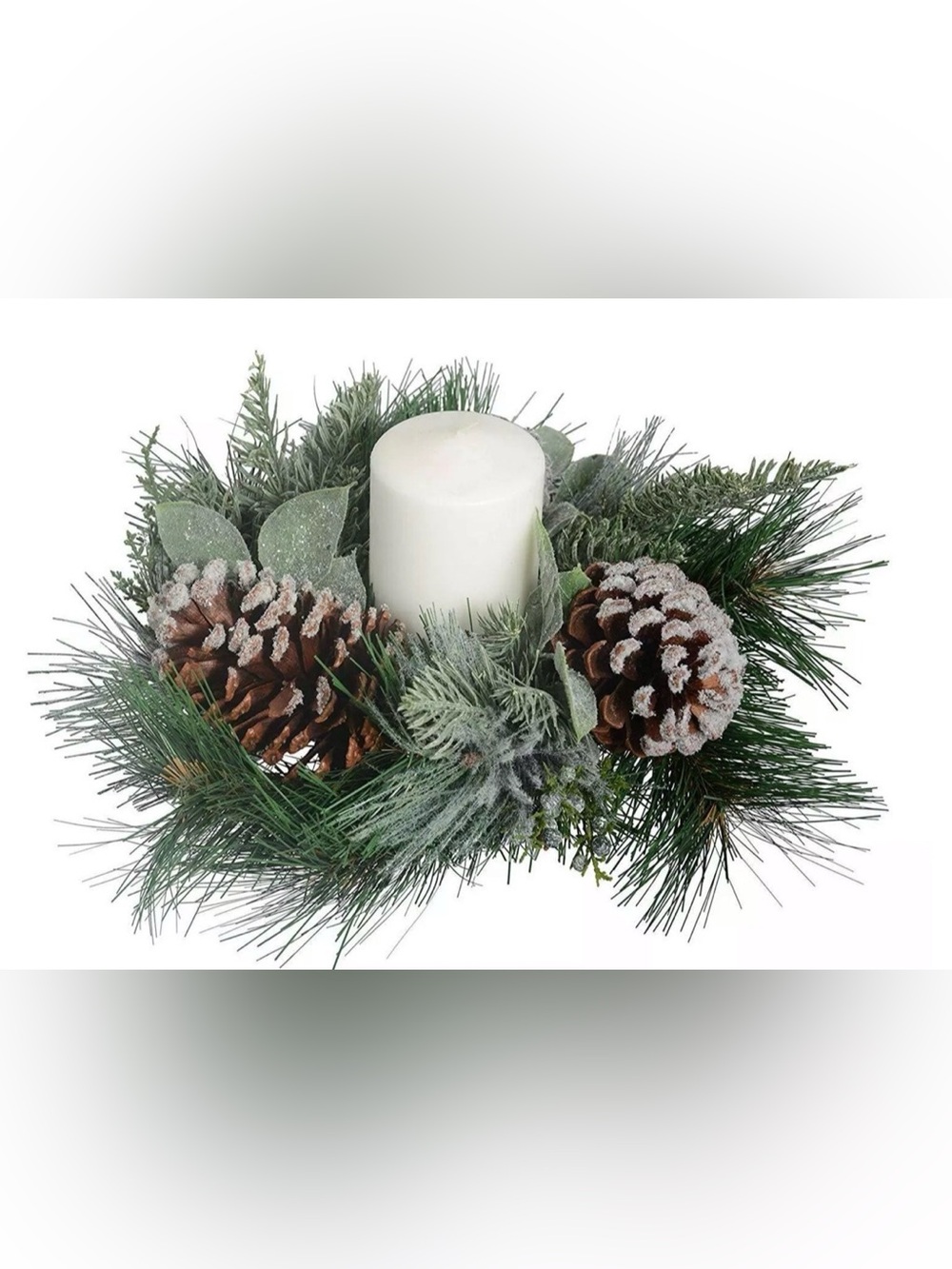 Winter Pine Centerpiece with Frosted Pinecones